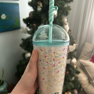 Colorful Sprinkle Tumbler with Straw